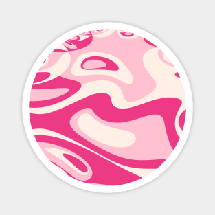 Go With the Flow - 60's Groovy Shapes in Raspberry, Pink and Cream Magnet